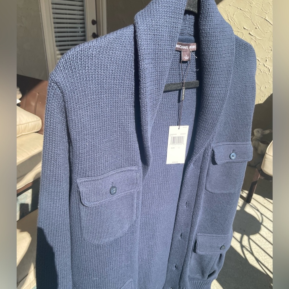 NWT Michael Kors Men’s Navy blue sweater Size L - Picture 5 of 9